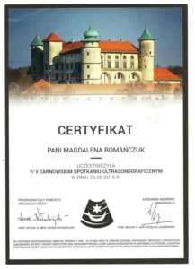Certyfikat - Tarnowskie Spotkania Ultrasonograficzne
