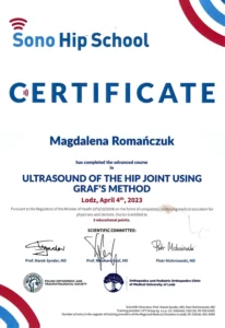 Certyficate - Ultrasound of the hip joint using Graf's method