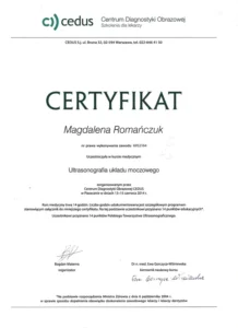 Certyfikat - ultrasonografia układu moczowego